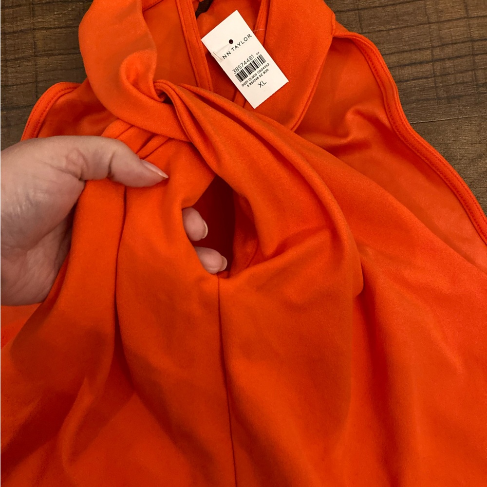Ann Taylor Vibrant Orange Halter Blouse NEW w/ Tags Women’s XL - Picture 4 of 9